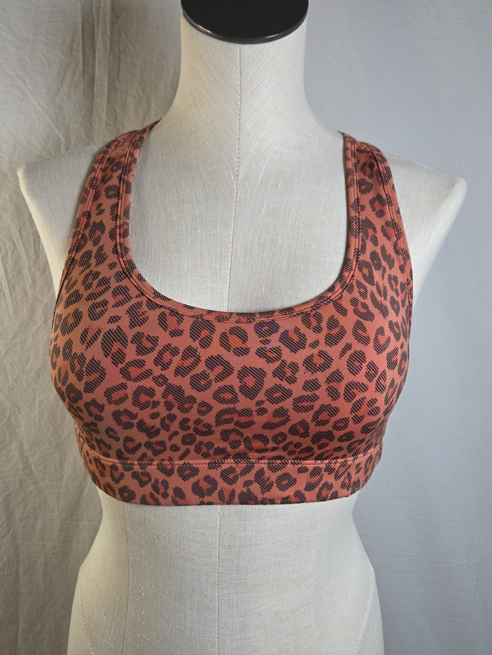 Zyia Active Bomber Bra Leopard Print Coral Orange Good Condition Size XS